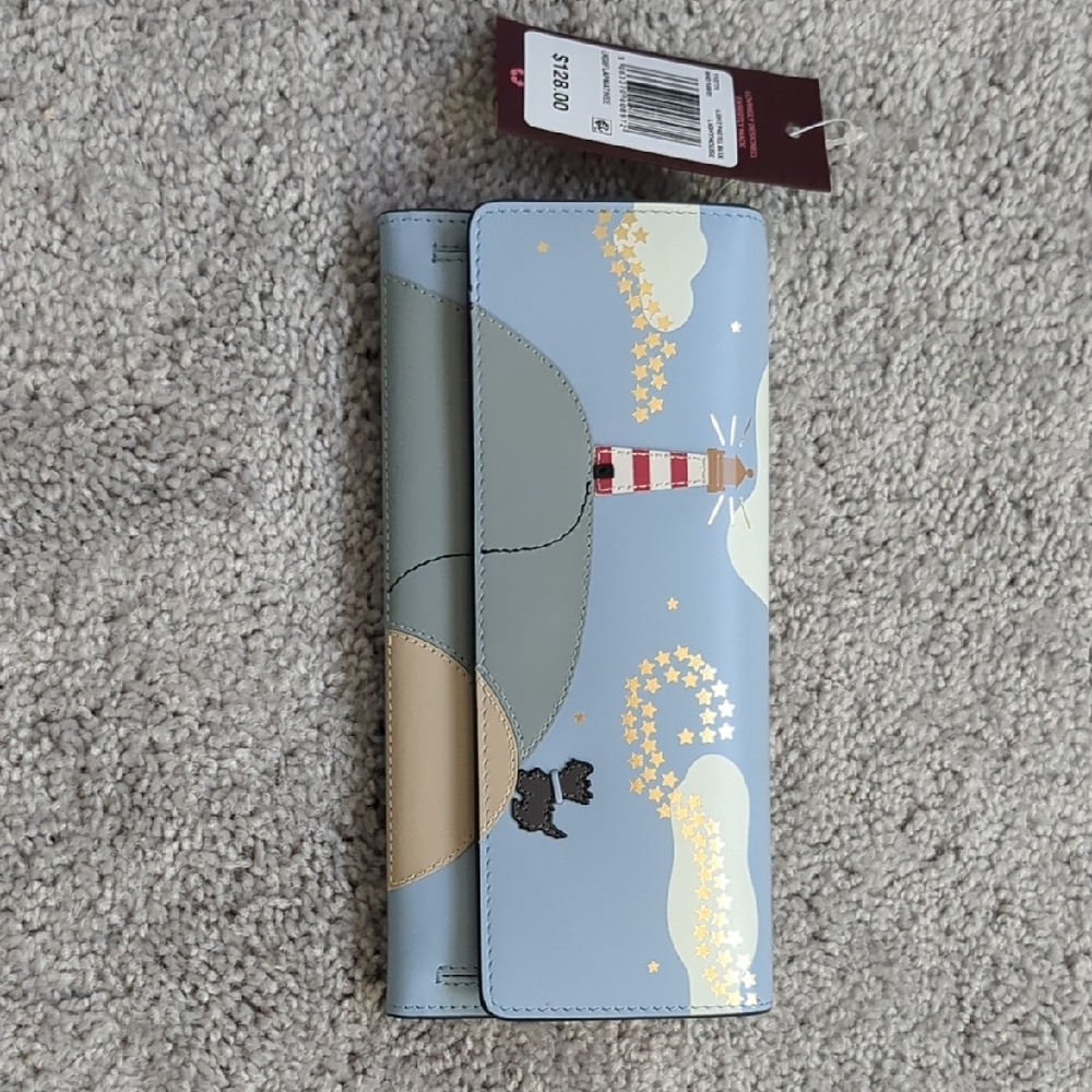 Blue Wallet with Lighthouse Design